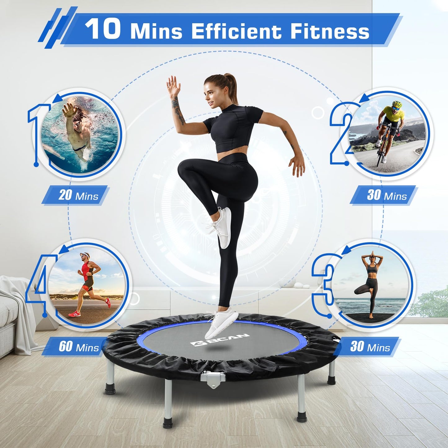 Foldable Rebounder Mini Trampoline 48"~ Great for Lymphatic Stimulation.