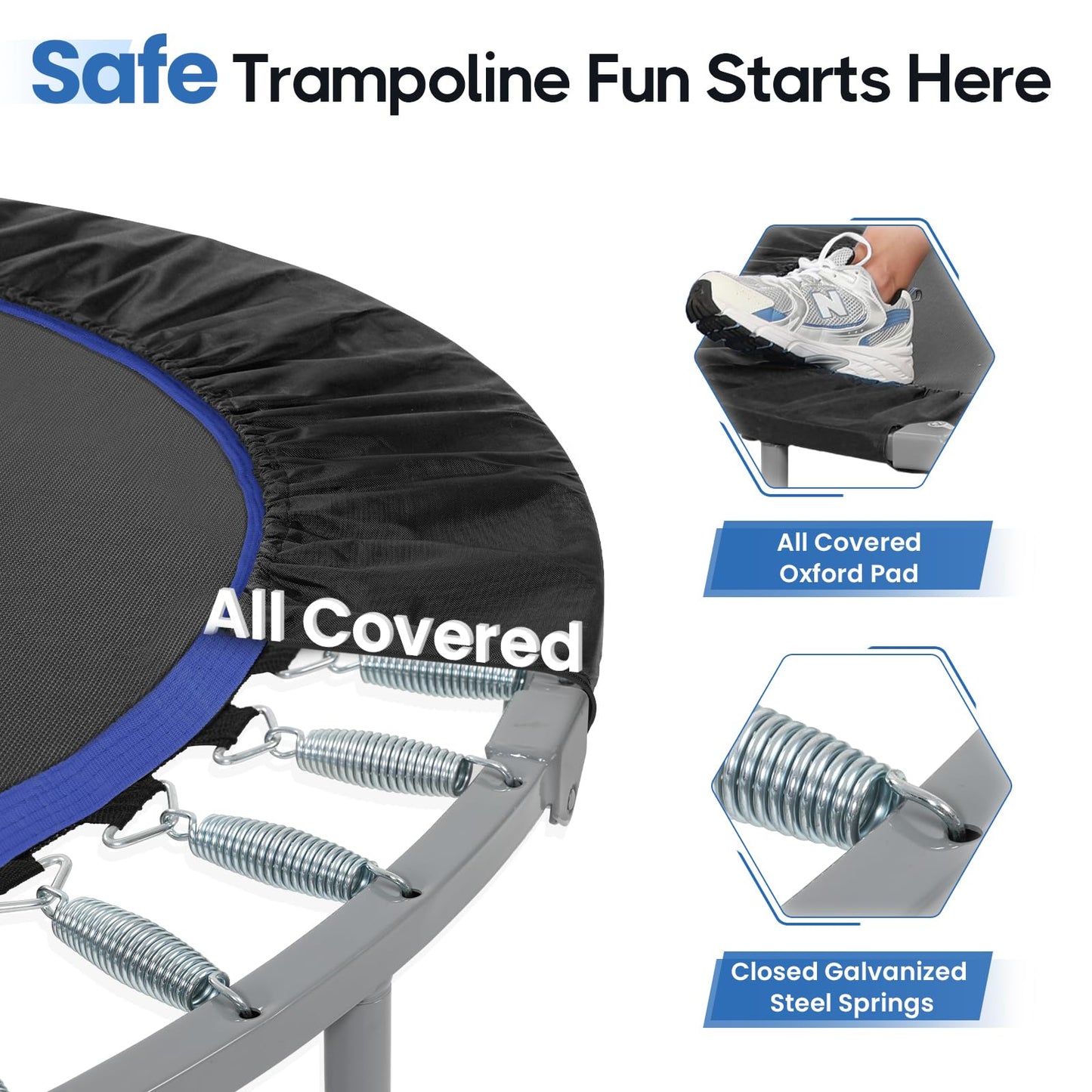 Foldable Rebounder Mini Trampoline 48"~ Great for Lymphatic Stimulation.