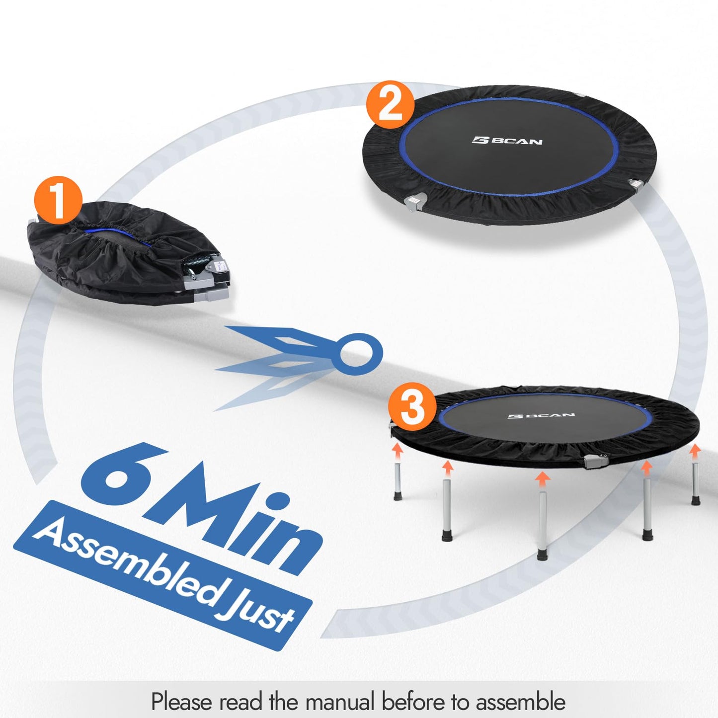 Foldable Rebounder Mini Trampoline 48"~ Great for Lymphatic Stimulation.